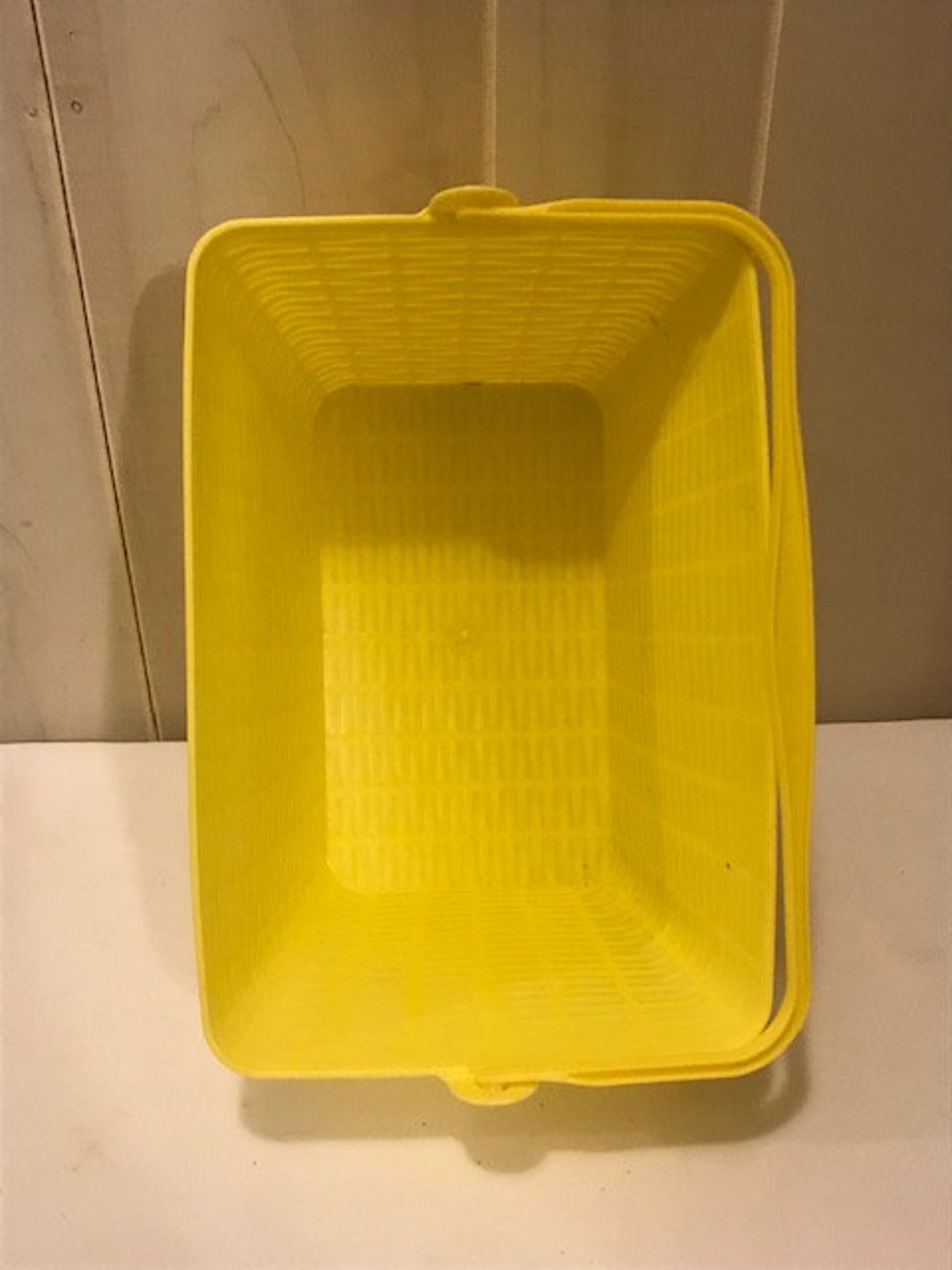 Retro Yellow Plastic BasketWoven Decorative BasketBasket Etsy