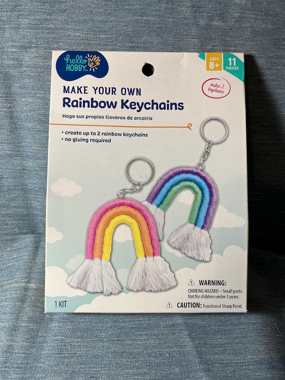 DIY Rainbow Keychain Macrame Craft Kit for Kids - Make Your Own Colorful Keychains Creative Activity Set