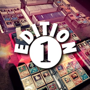 May include: A collection of Pokemon trading cards, organized in a binder and in boxes. The binder is open and shows a variety of cards, including some from the first edition. The text "EDITION 1" is visible in the image.