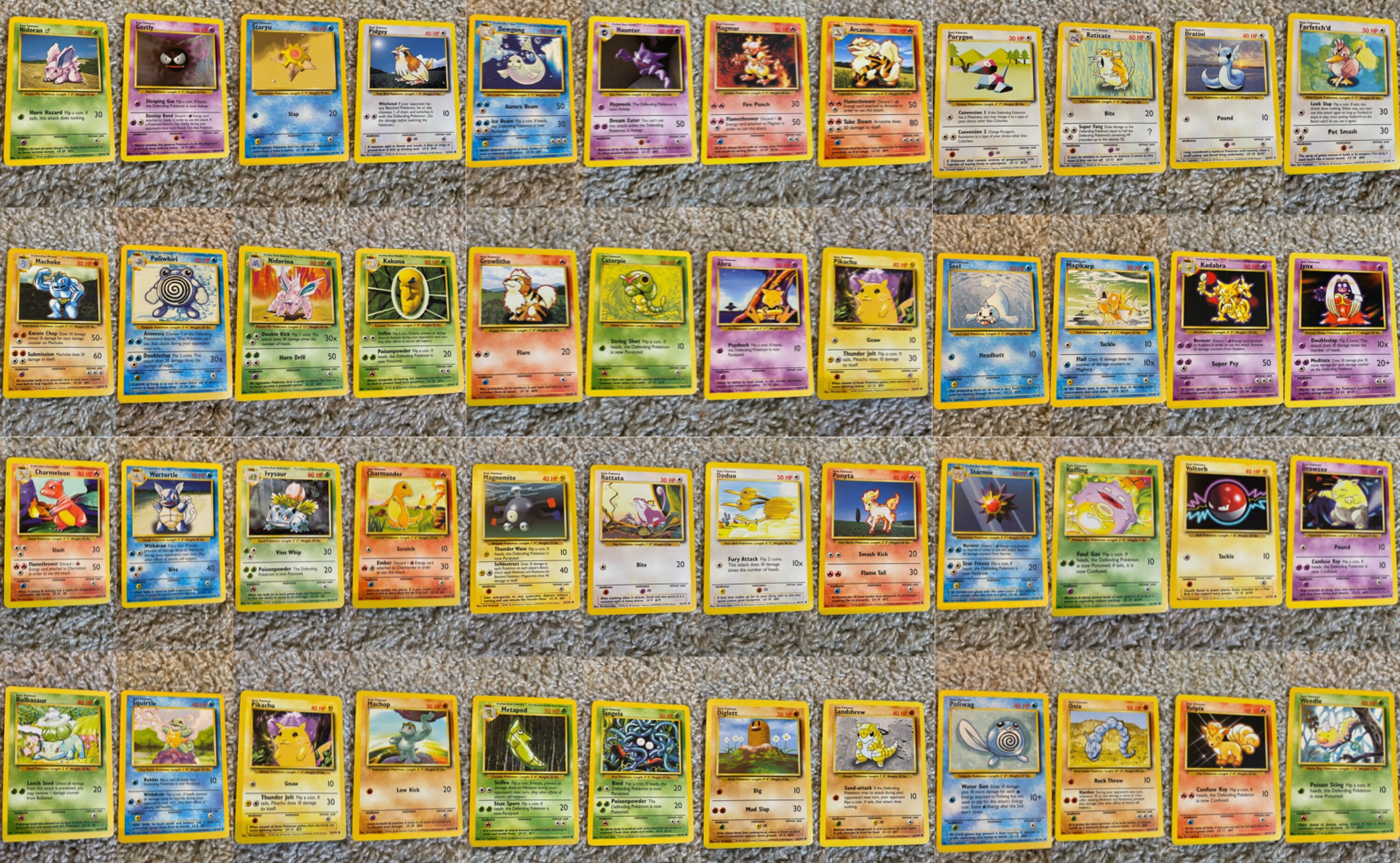 10 Base Set Pokemon Cards Vintage Original WOTC No Duplicates