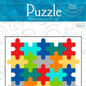 Jigsaw PUZZLE Easy Quilt Quilting Pattern PDF image 1