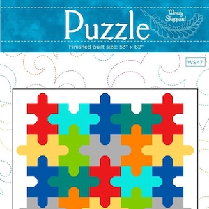 Jigsaw PUZZLE Easy Quilt Quilting Pattern PDF image 1