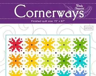 CORNERWAYS Star Rainbow Pieced Quilt Pattern PDF