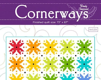 CORNERWAYS Star Rainbow Pieced Quilt Pattern PDF