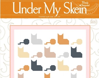 Under My Skein Cat Quilt Pattern by Wendy Sheppard, FQ Friendly