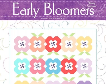 EARLY BLOOMERS Flower Pieced Quilt Design Pattern PDF - Wendy Sheppard