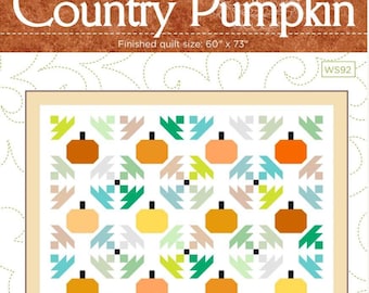 COUNTRY PUMPKIN Fall/Autumn pieced quilt pattern PDF by Wendy Sheppard with coloring page, Scrappy Friendly