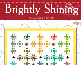 BRIGHTLY SHINING Ohio Star / Ohio Stars Throw Quilt Pattern PDF - Fat Quarter Friendly