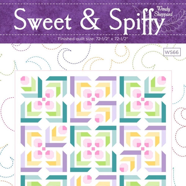 SWEET & SPIFFY Pieced Quilt Pattern PDF - Log Cabin Variation - Wendy Sheppard