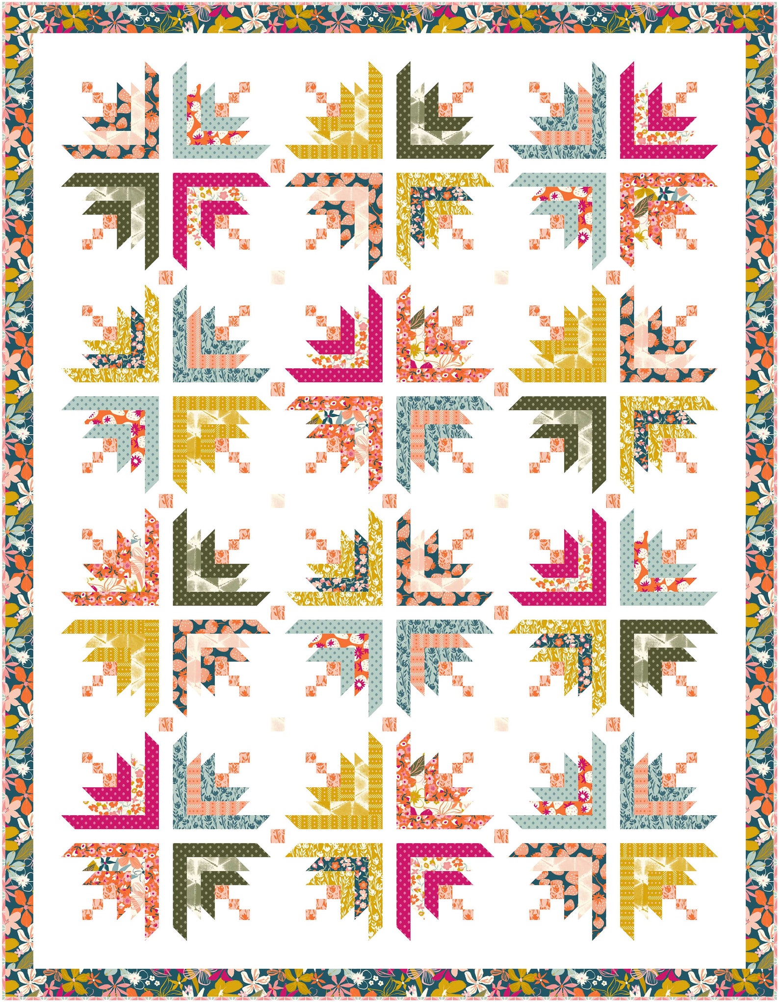FANCY SCHMANCY Log Cabin Quilt Pattern Pdf Fat Quarter Etsy