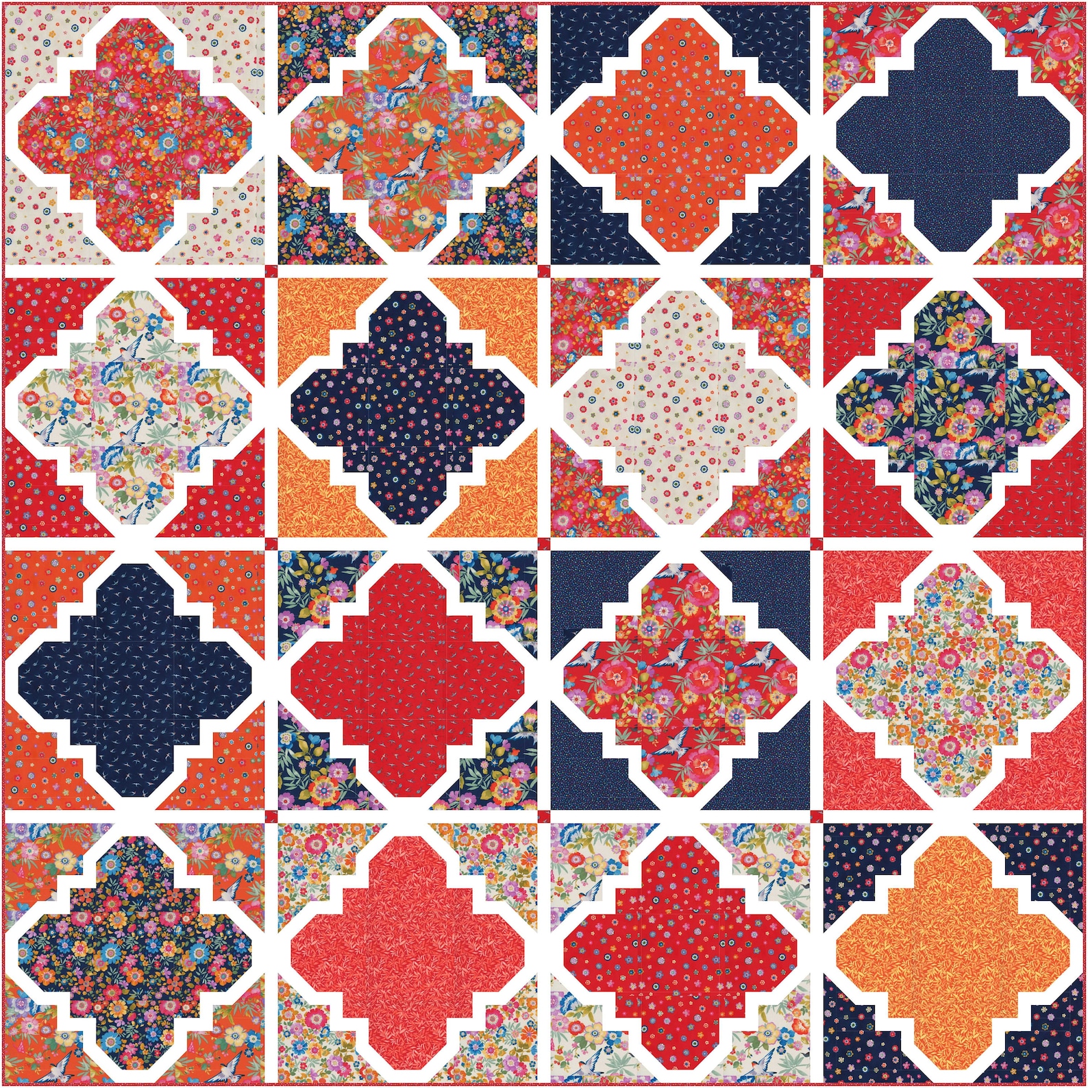 Quatrefoil Pieced Quilt Pattern PDF Full Size Etsy
