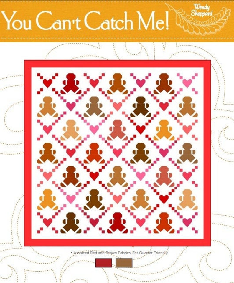 You Can't Catch Me Christmas Gingerbread Men Quilt Digital Pattern PDF Download image 1