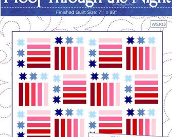 Mailing in US only >>> Proof Through the Night Patriotic Red White Blue Flag Paper Quilt Pattern Star and Heart options by Wendy Sheppard