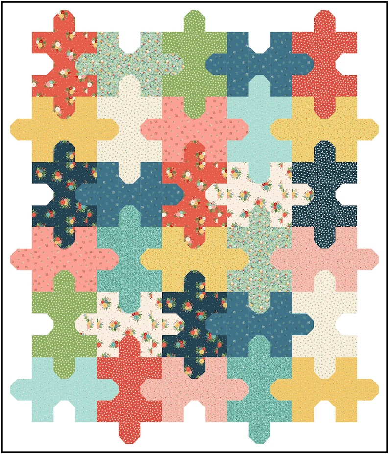 Jigsaw PUZZLE Easy Quilt Quilting Pattern PDF image 5