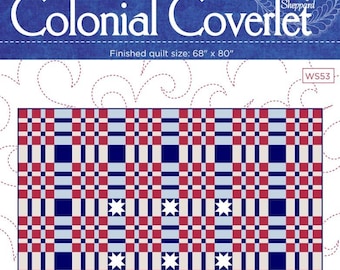 Mailing in United States only >>>COLONIAL COVERLET Pieced Quilt Plaid Printed Pattern by Wendy Sheppard