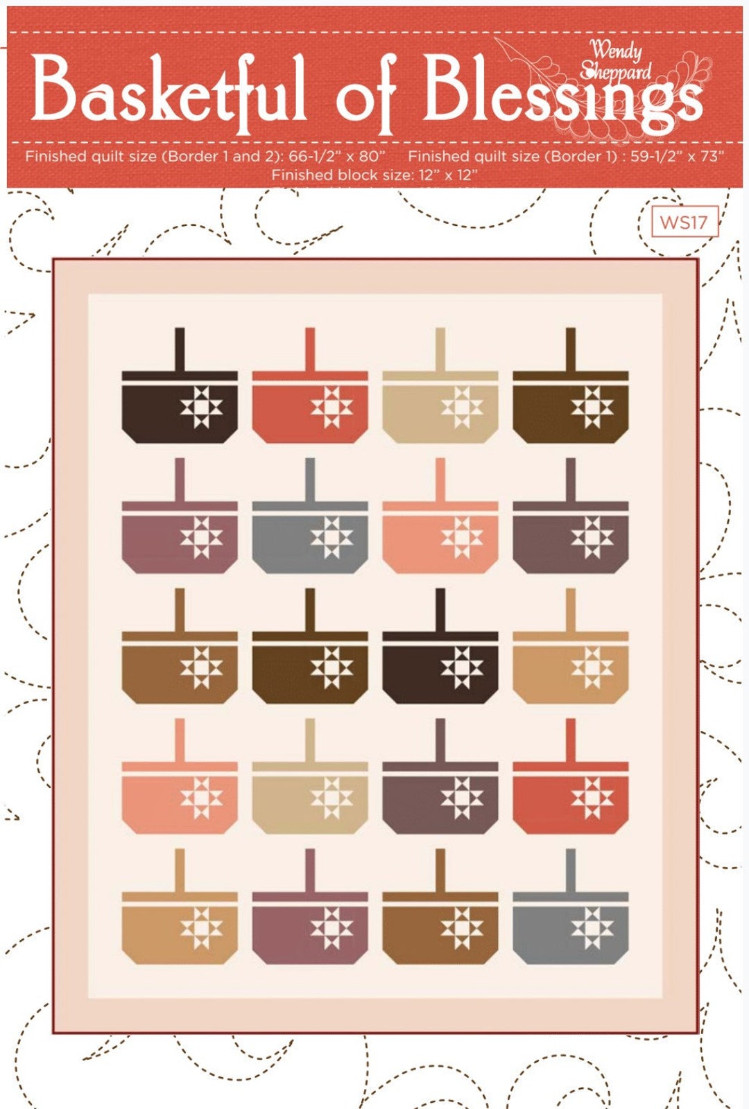 BASKETFUL OF BLESSINGS Quilt Pattern Pdf, Basket and Star Quilt, Fat Quarter Friendly Etsy