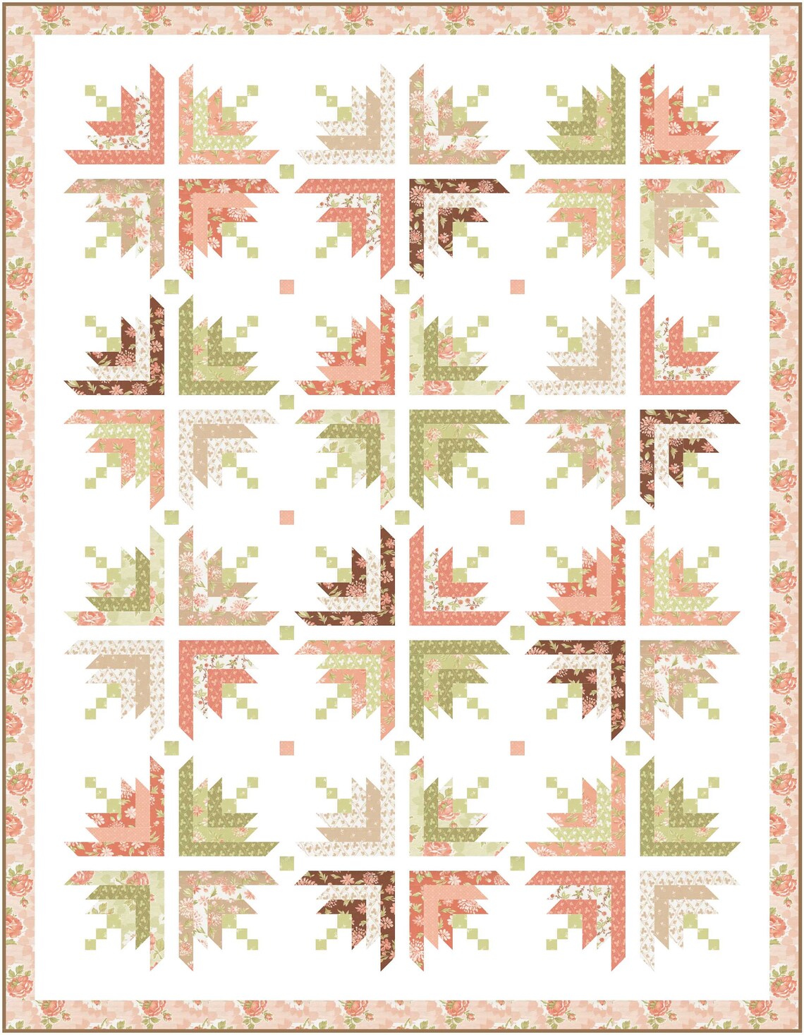 FANCY SCHMANCY Log Cabin Quilt Pattern Pdf Fat Quarter Etsy