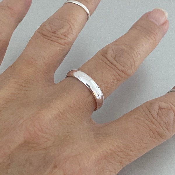 Sterling Silver Plain 4MM  Band Ring, Unisex Ring, Wedding Ring, Silver Ring, Stackable Ring