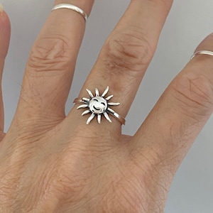Sterling Silver Happy Sunshine Ring, Sun Ring, Silver Ring, Celestial Ring, Sky Ring