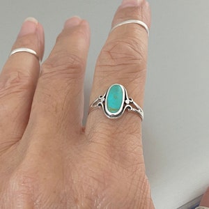 Sterling Silver Oval Turquoise Stone Ring, Boho Ring, Silver Ring, Turquoise Ring