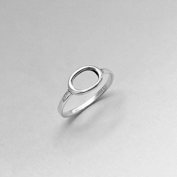 Sterling Silver Small Open Circle Ring, Boho Ring, Silver Ring, Round Ring