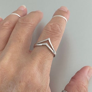 Sterling Silver Double V Shape Ring, Silver Ring, Chevron Ring, Simple Ring