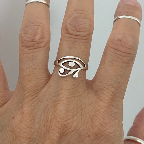 Sterling Silver Ra Eye Ring, Silver Ring, Eye of Horus Ring, Protection ring