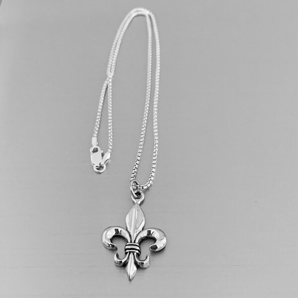 Sterling Silver Saints Necklace, Boho Necklace, Fleur De Lis  Necklace, Silver Necklace, Religious Necklace