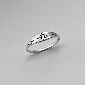 Sterling Silver Twinkle Stars Ring, Silver Ring, Star Ring, North Star Ring