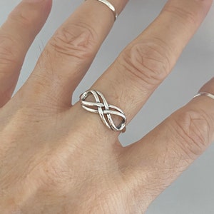 Sterling Silver Double Infinity Ring, Silver Ring, Love Ring,  Knot Ring
