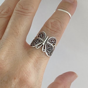 Sterling Silver Large Filigree Butterfly Ring, Silver Ring, Spirit Ring, Boho Ring