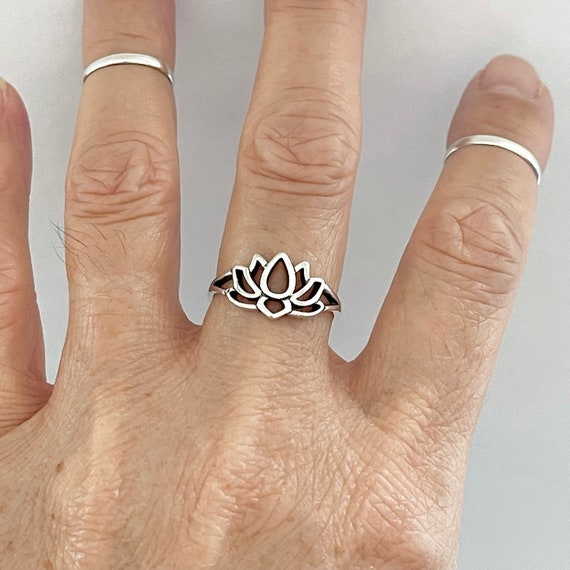 Sterling Silver Lotus Flower Mandala Ring