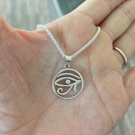 Eye of Ra Necklace Silver Stainless Steel Ancient Egyptian Horus Amule