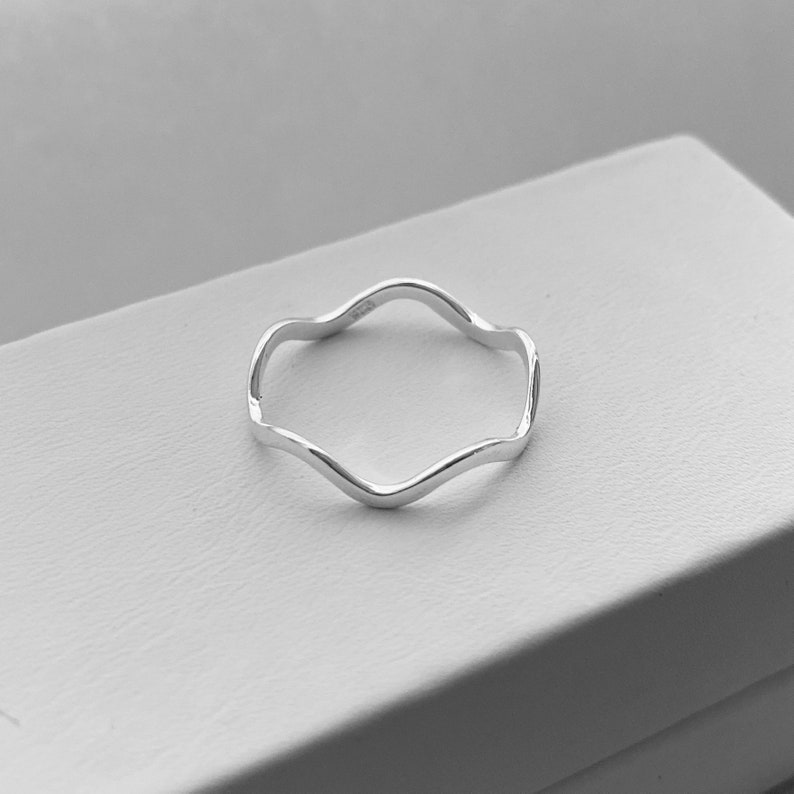 Sterling Silver Zigzag Ring, Wavy Ring, Silver Ring, Stackable Ring, Wave Rings image 1