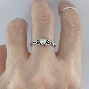 Sterling Silver Small Celtic and Heart Ring, Dainty Ring, Heart Ring, Silver Ring, Triquetra Ring