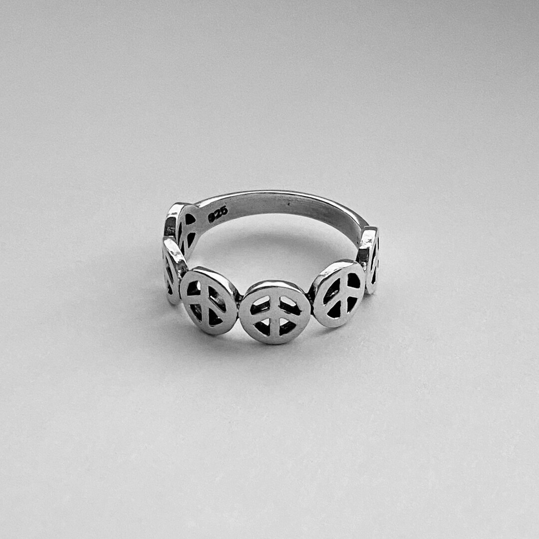 Sterling Silver Six Peace Ring, Love Ring, Silver Ring, Religious Ring Etsy