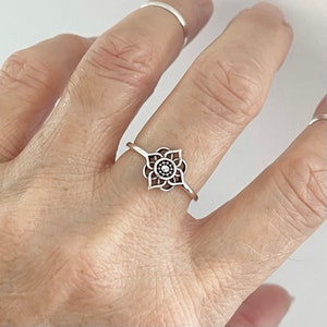 Sterling Silver Flower Ring, Silver Ring, Mandala Ring, Boho Ring