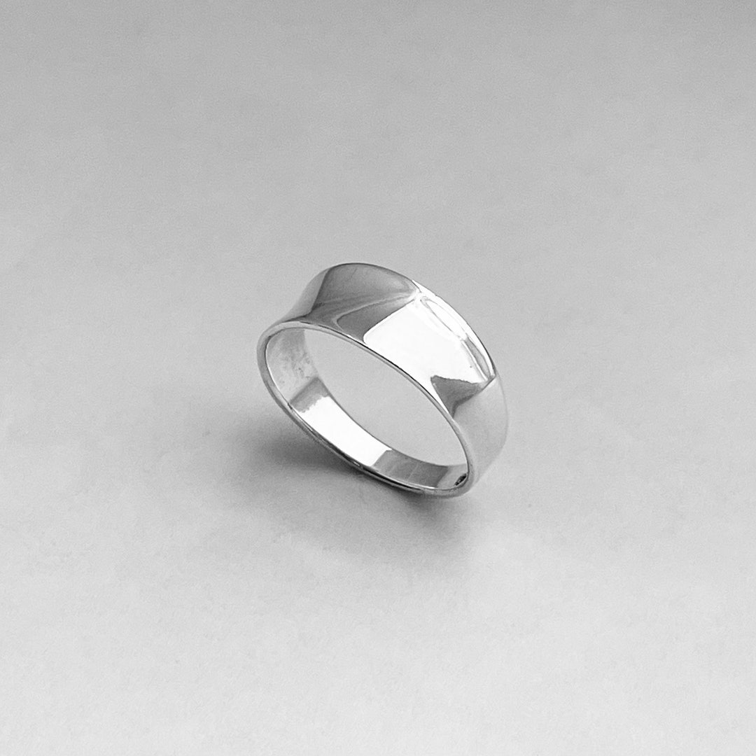 Sterling Silver Thin Small Concave Ring, Boho Ring, Silver Ring, Silver ...