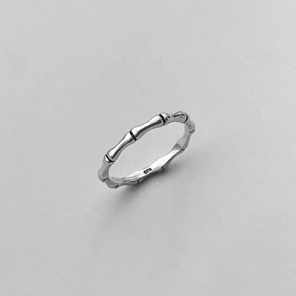 Sterling Silver Bamboo Ring, Dainty Ring, Silver Band, Tree Ring, Silver Ring