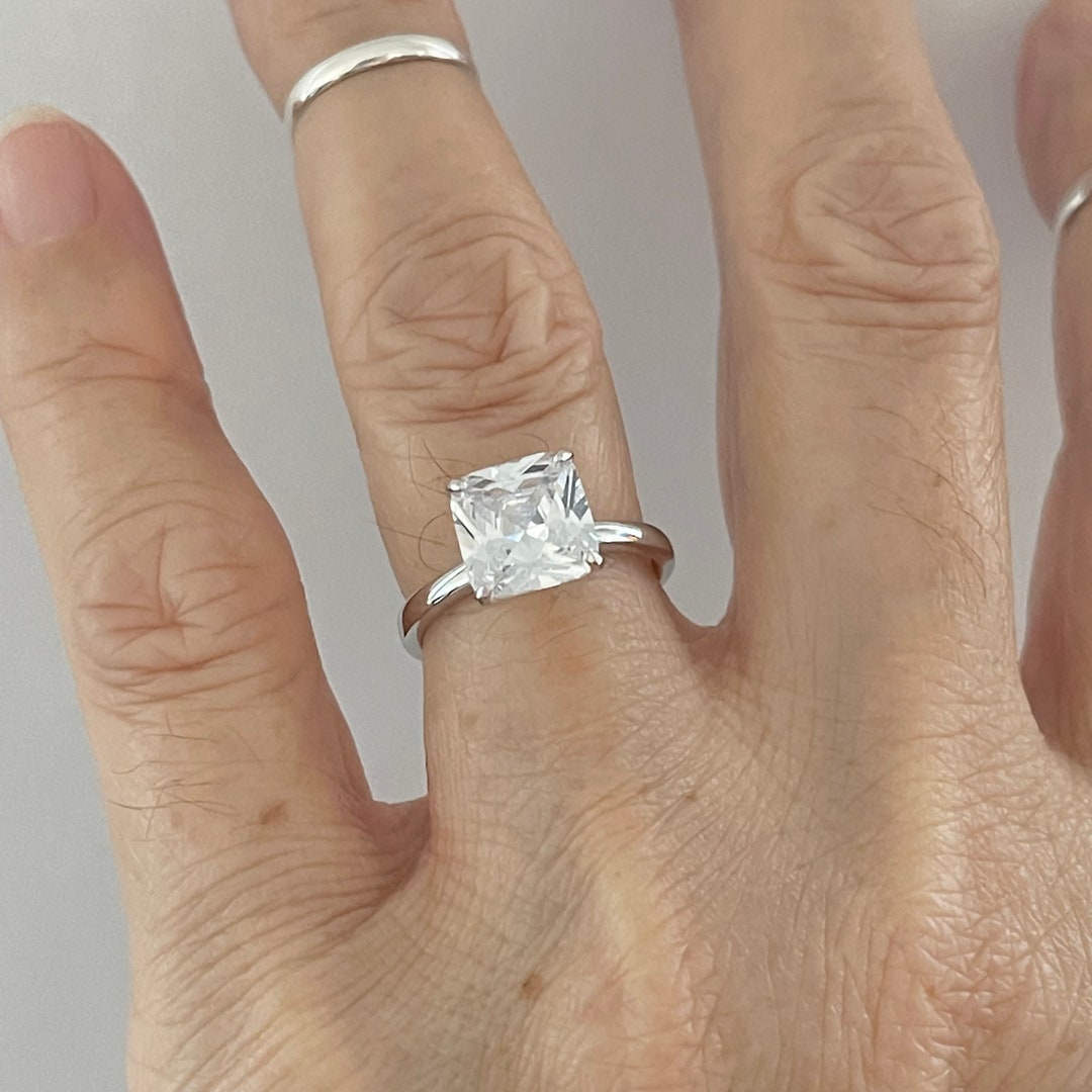 Sterling Silver CZ Wedding Ring Silver Ring CZ Ring Solitaire Ring