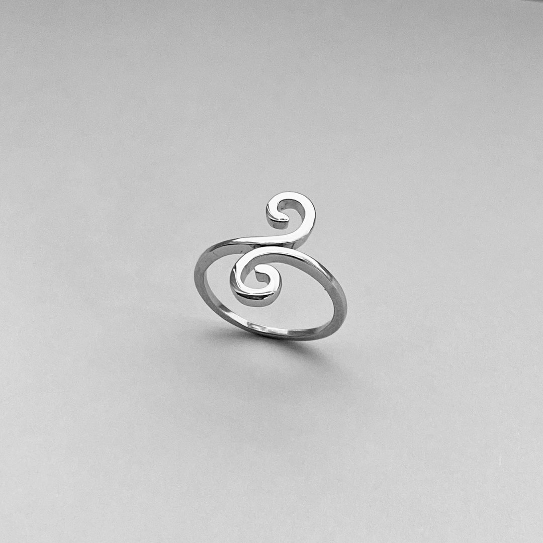 Sterling Silver Wraparound Hook Ring, Silver Ring, Swirly Ring, Boho