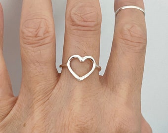 Sterling Silver Open Heart Ring, Heart Ring, Silver Ring, Love Ring
