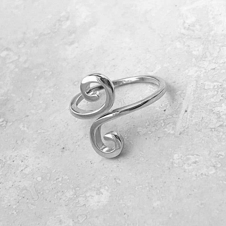 Sterling Silver Wraparound Hook Ring Silver Ring Swirly Etsy