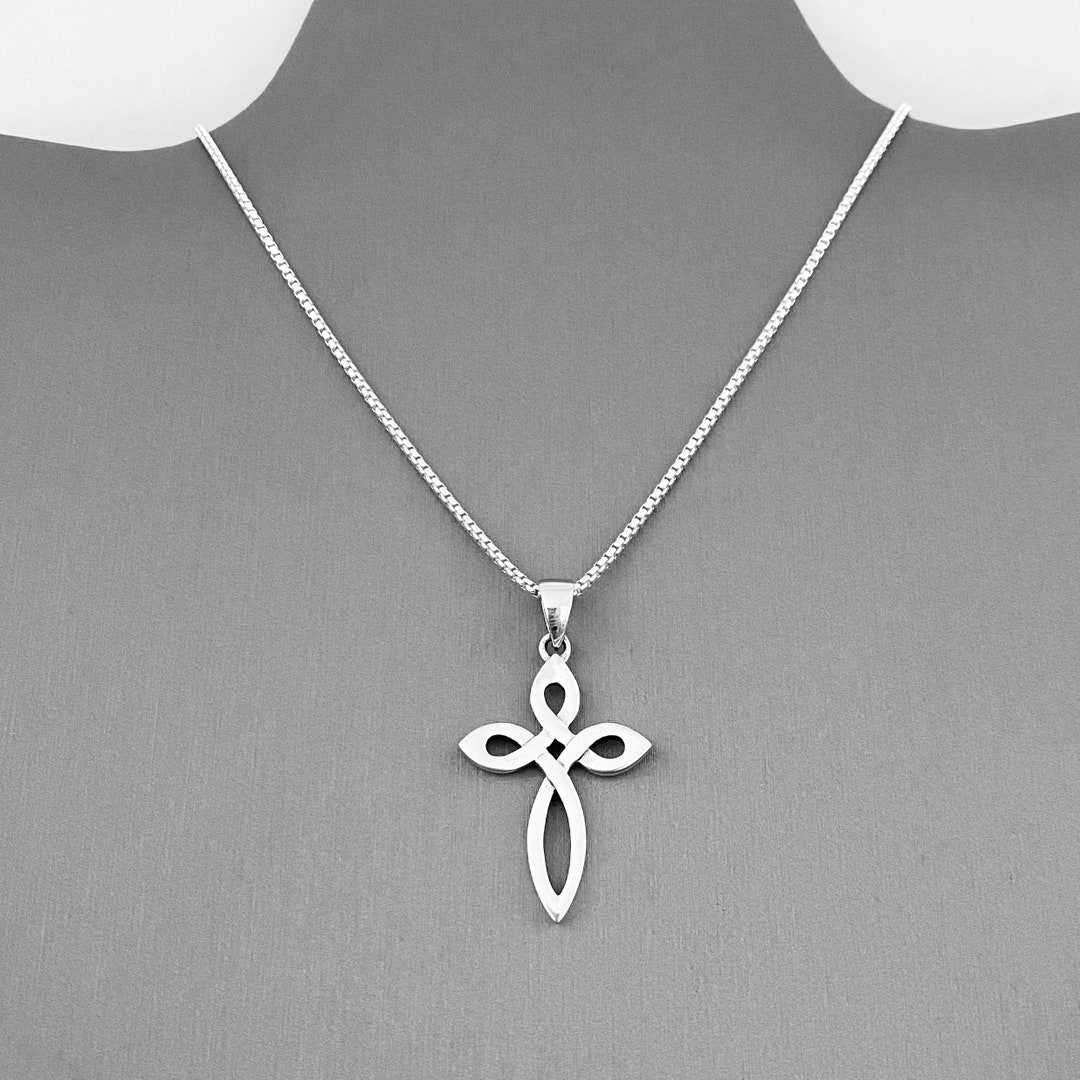 Sterling Silver Intertwined Cross Necklace, Boho Necklace, Religious