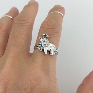 Sterling Silver Large Trunk Up Elephant Ring, Good Luck Ring, Animal Ring, Silver Ring