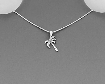 Sterling Silver Palm Tree Necklace, Tropical Necklace, Silver Necklace, Tree of Life Necklace