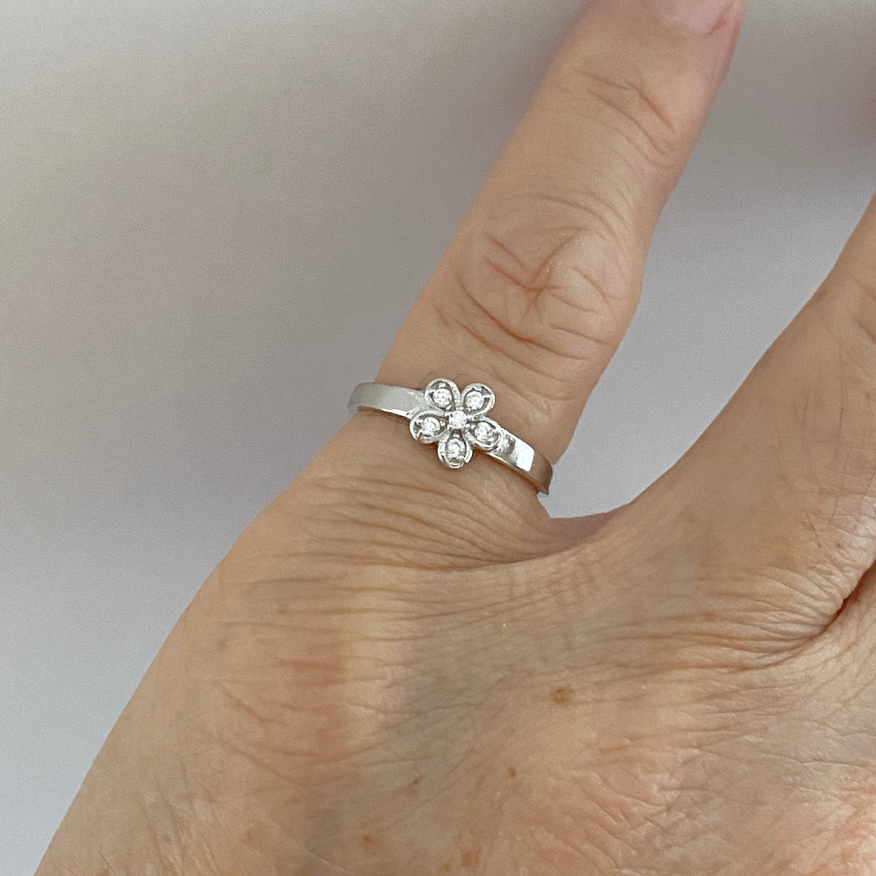 Sterling Silver CZ Flower Toe Ring Silver Ring CZ Ring | Etsy