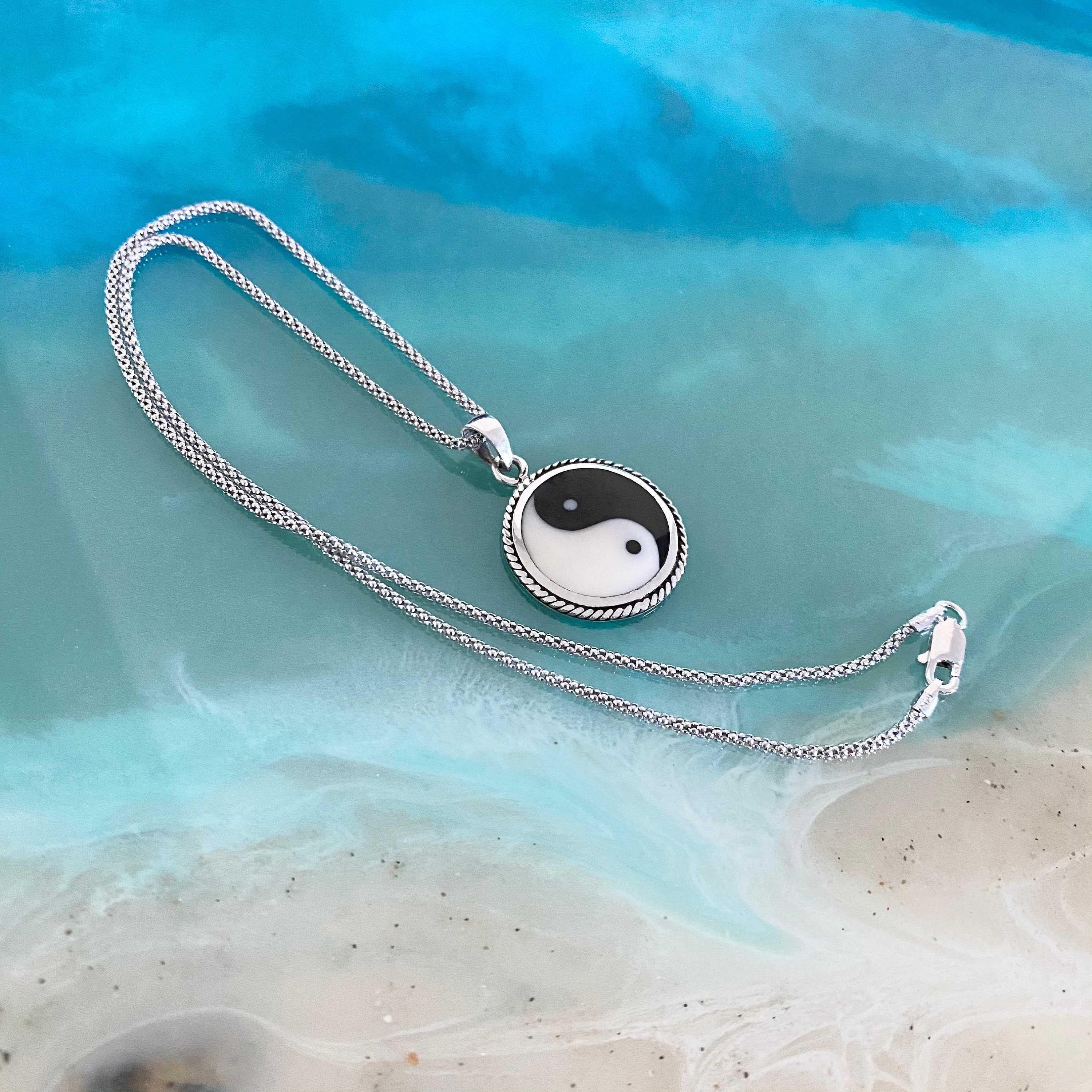 Sterling Silver Large Yin and Yang Necklace Boho Necklace Etsy