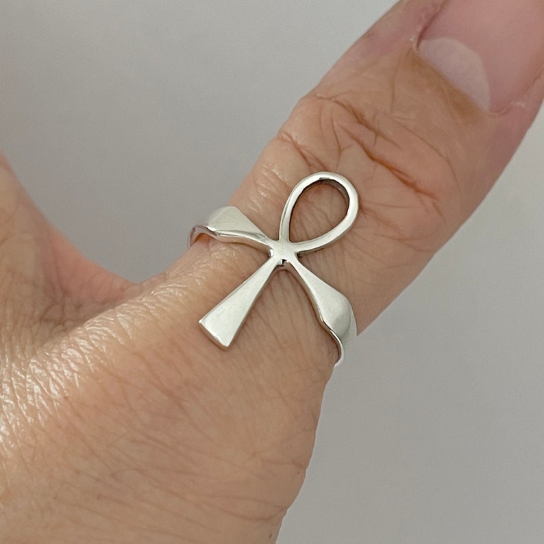 Sterling Silver Large Ankh Ring Key of Life Ring Statement Etsy