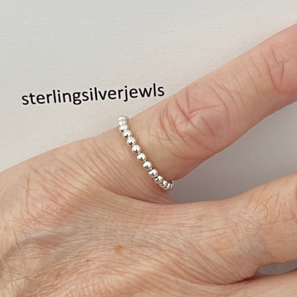 Sterling Silver Eternity Rolling Bead Ring, Stackable Ring, Silver Band, Unisex Ring, Dainty beads Ring